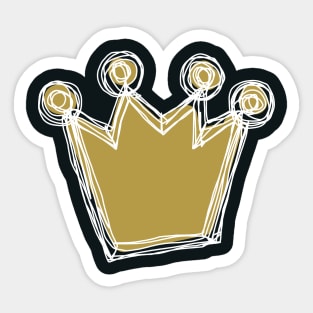 White and Gold Crown Minimalist Sketch Sticker